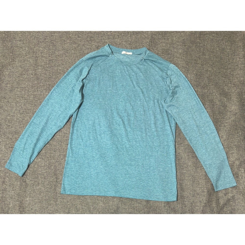 Deyeek Mens Small T-Shirt Long Sleeve Heathered Teal Crew Neck